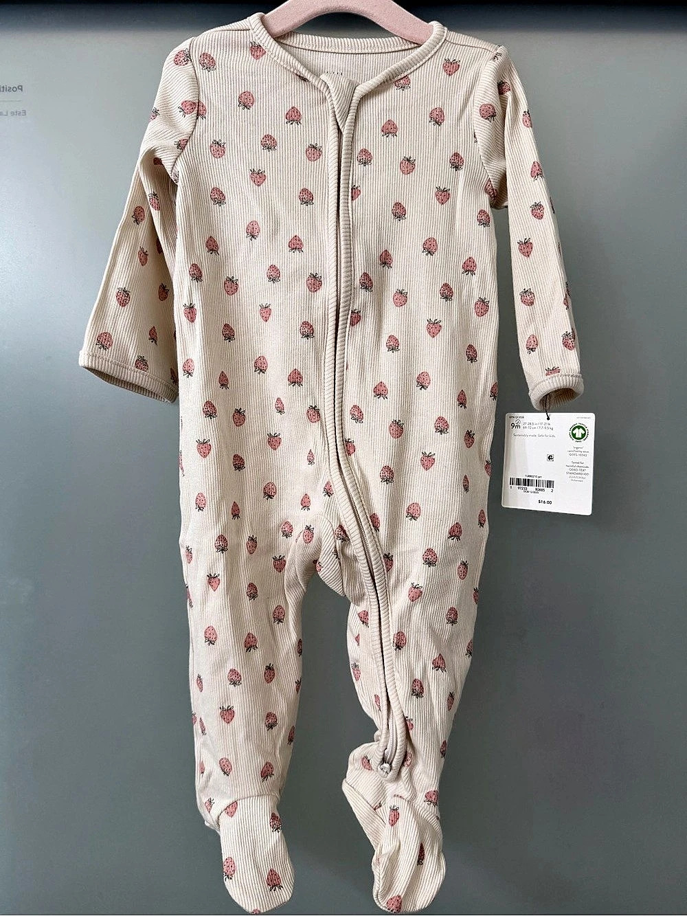 Little Planet Strawberry Footie Organic Cotton Baby 9M NWT